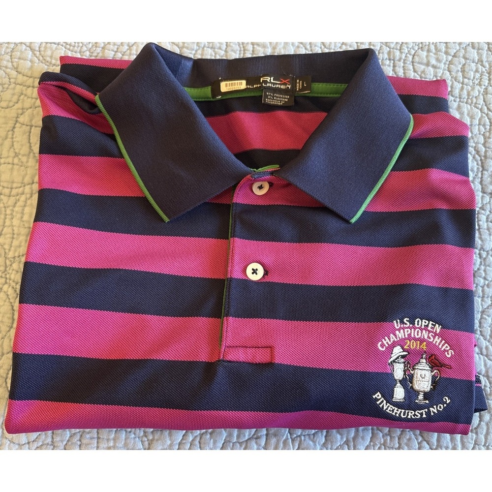 Ralph Lauren RLX Mens Golf Polo Shirt L Pinehurst 2014 US Open Striped